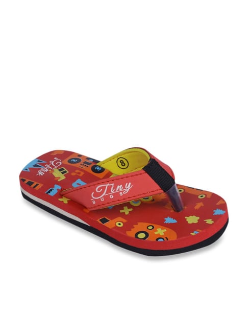 Tiny Bugs Kid s Red Flip Flops