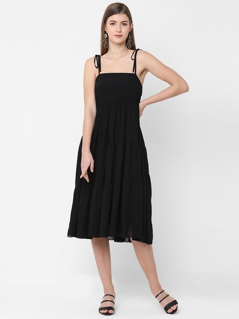 Poppi Black A-Line Dress Price in India