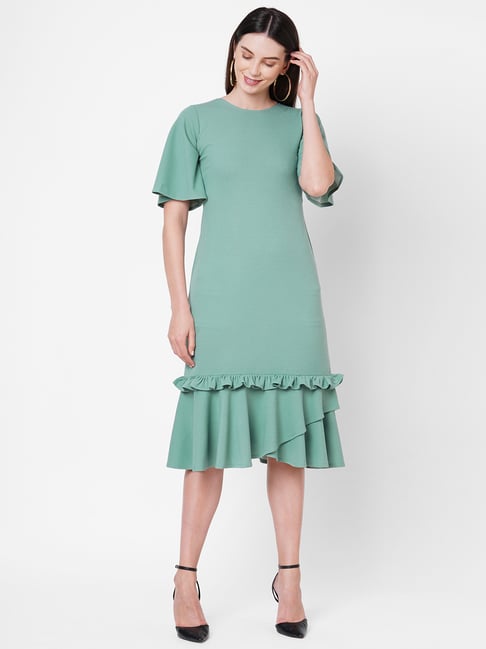 Poppi Green A-Line Dress Price in India