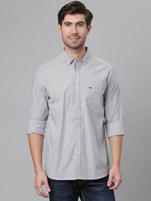 Buy Thomas Scott Navy Regular Fit Striped Shirt for Men's Online @ Tata ...