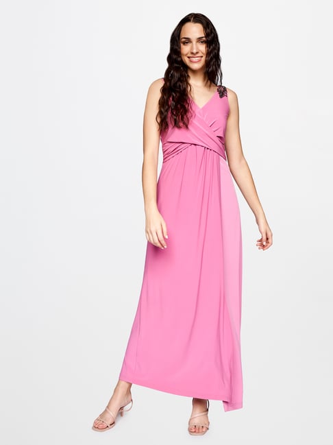 AND Pink Regular Fit Dress Price in India