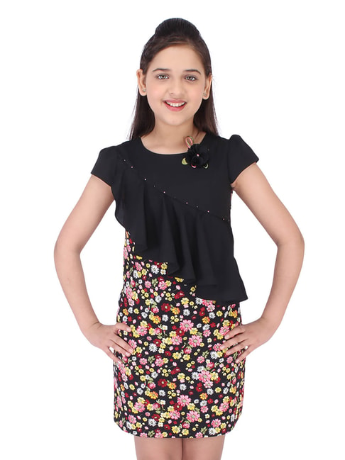 Buy Cutecumber Kids Black Printed Dress For Girls Clothing Online @ Tata  Cliq