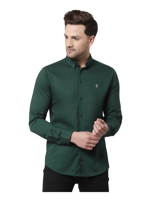 Red Tape Dark Green Cotton Regular Fit Shirt