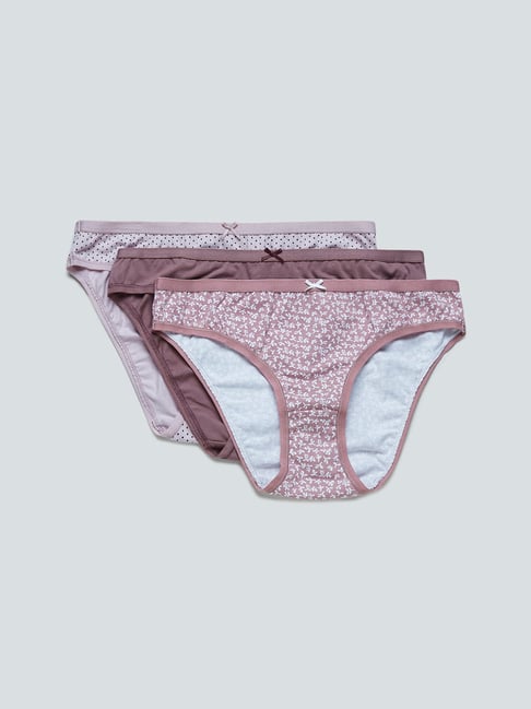 Buy Wunderlove by Westside Mauve Bikini Briefs Pack Of Three for Online @  Tata CLiQ