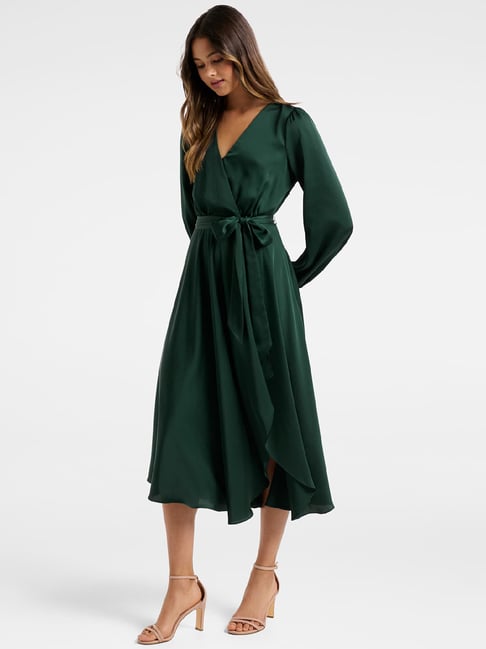 Buy Forever New Dark Green Wrap Dress for Women's Online Tata CLiQ