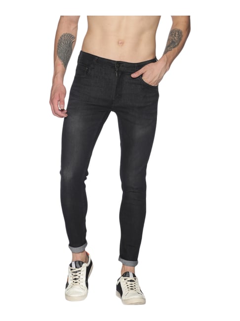 IMPACKT Black Skinny Fit Self Pattern Jeans