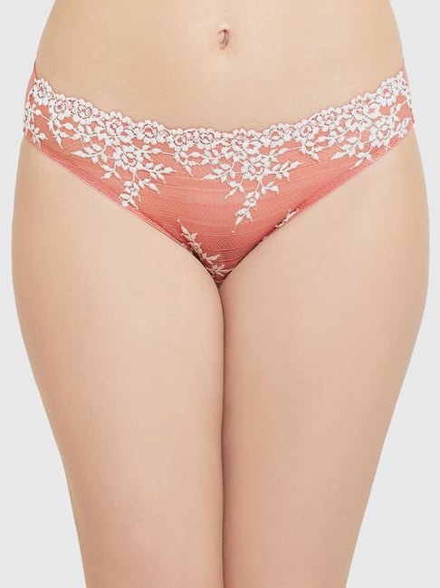 Wacoal Embrace Lace Low Waist Medium Coverage Lace Bikini Panty - Coral Price in India
