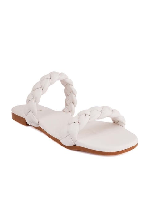 Scentra Women's White Casual Sandals