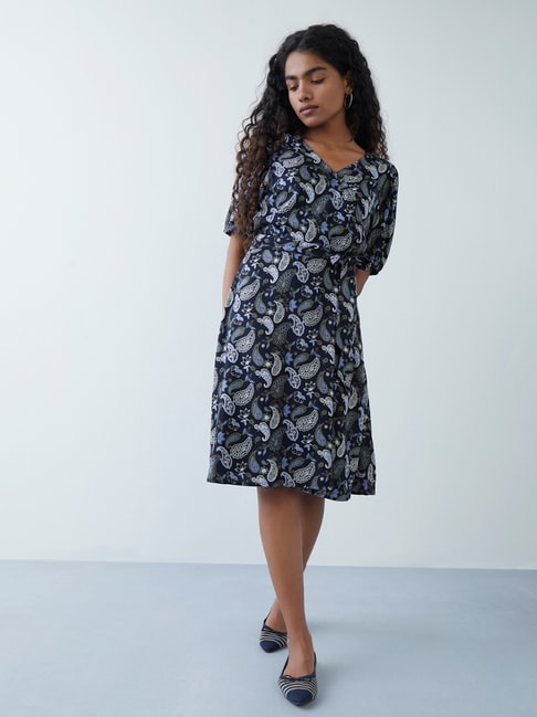 LOV by Westside Navy Floral Patterned Ash Dress Price in India