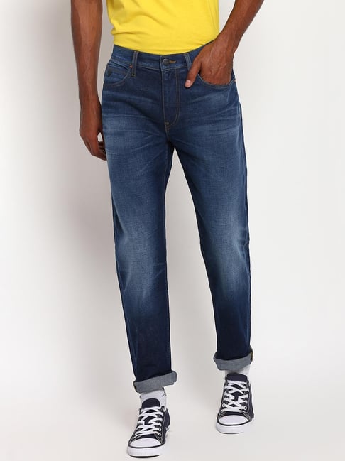 Lee Blue Narrow Fit Lightly Washed Jeans