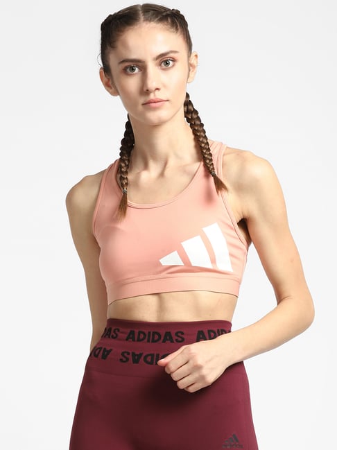 Adidas Peach Bt 3Bar Logo Sports Bra-image-12