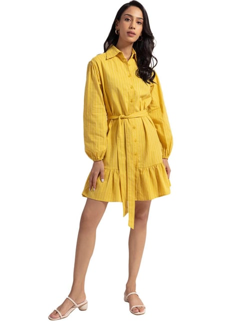 Twenty Dresses Yellow Striped Dress Price in India