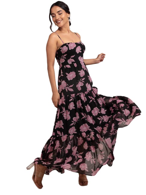 Twenty Dresses Black & Pink Floral Print Price in India