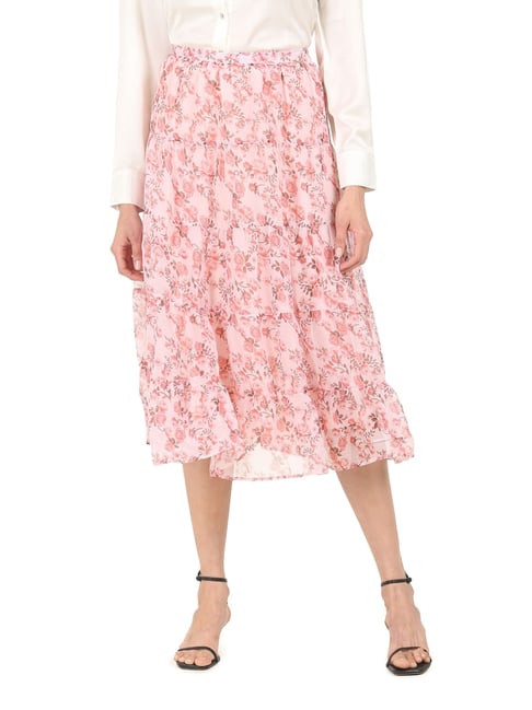 Cherokee Pink Floral Print A-Line Skirt Price in India