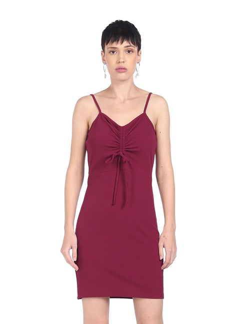 Sugr Maroon Shift Dress Price in India