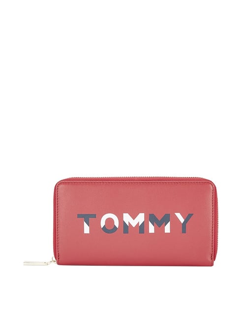 Tommy Hilfiger Rainier Red Printed Zip Around Wallet for Women