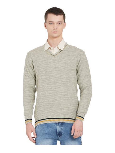 Buy Duke Light Beige Self Design Sweater for Men Online Tata CLiQ