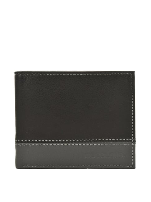 Woodland Black & Grey Formal Bi-Fold Wallet for Men