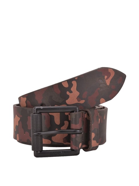 Woodland Brown & Green Casual Leather Belt for Men