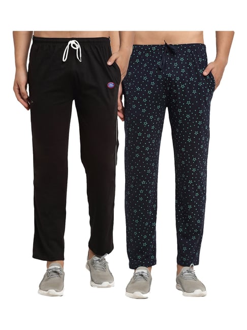 Vimal Jonney Blue & Black Regular Fit Printed Trackpants - Pack of 2-picture-37