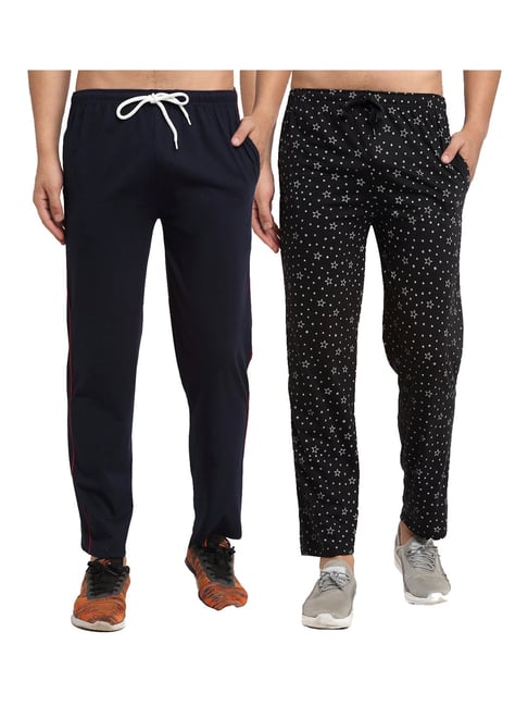 Vimal Jonney Navy & Black Regular Fit Printed Trackpants - Pack of 2-picture-33