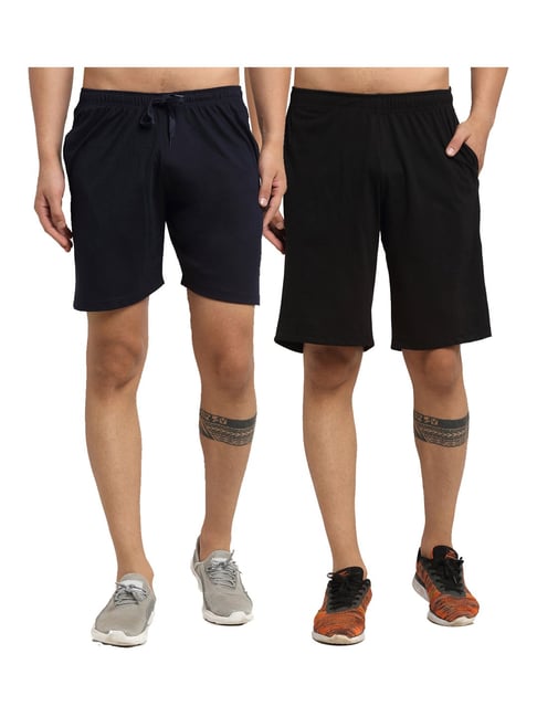 Vimal Jonney Navy & Black Regular Fit Shorts - Pack of 2-picture-43