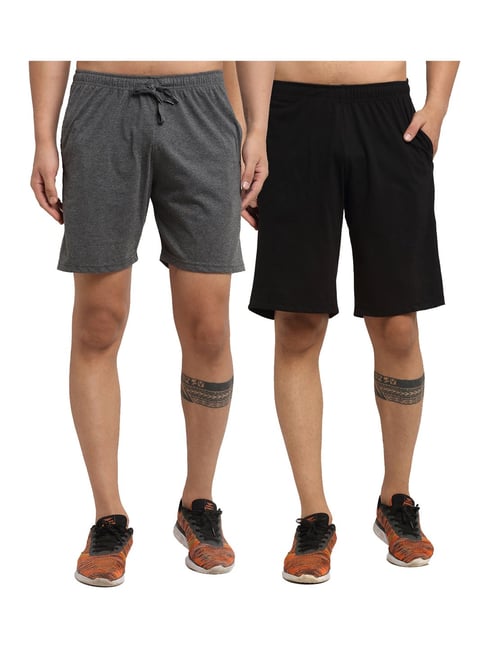 Vimal Jonney Black & Grey Regular Fit Shorts - Pack of 2-picture-20