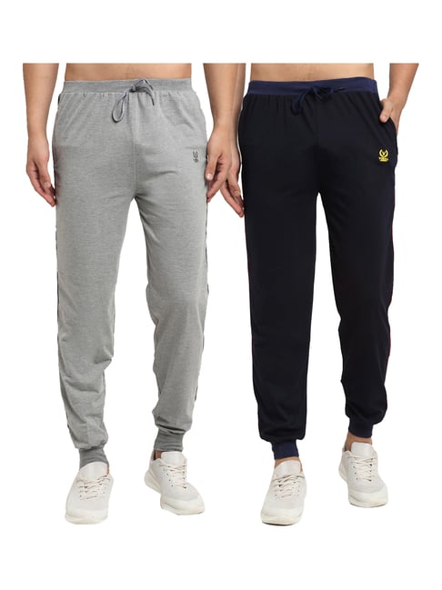 Vimal Jonney Navy & Grey Regular Fit Joggers - Pack of 2-picture-13