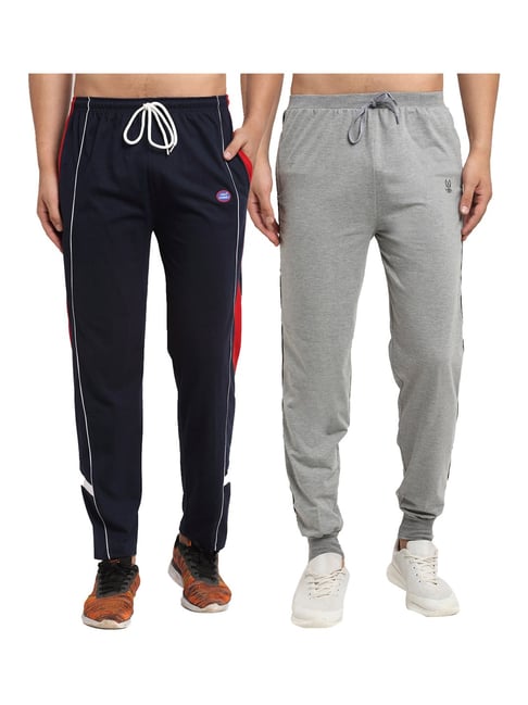 Vimal Jonney Navy & Grey Regular Fit Joggers & Trackpants - Pack of 2-picture-39
