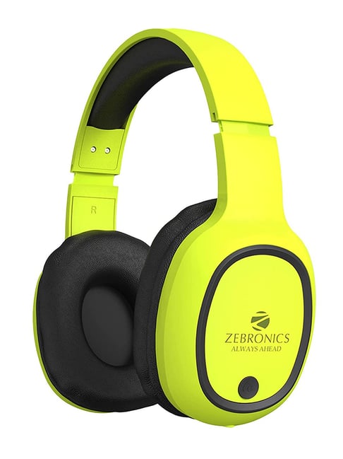 Zebronics Zeb-Thunder Over The Ear Bluetooth Headphone with Mic (Neon Yellow)