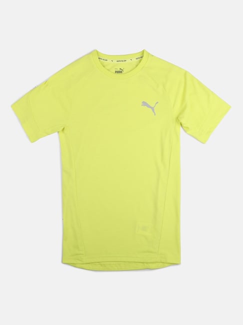 Puma Kids Evostripe Yellow Logo Print T-Shirt