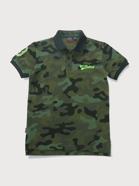 Gini & Jony Kids Green Camouflage Polo T-Shirt