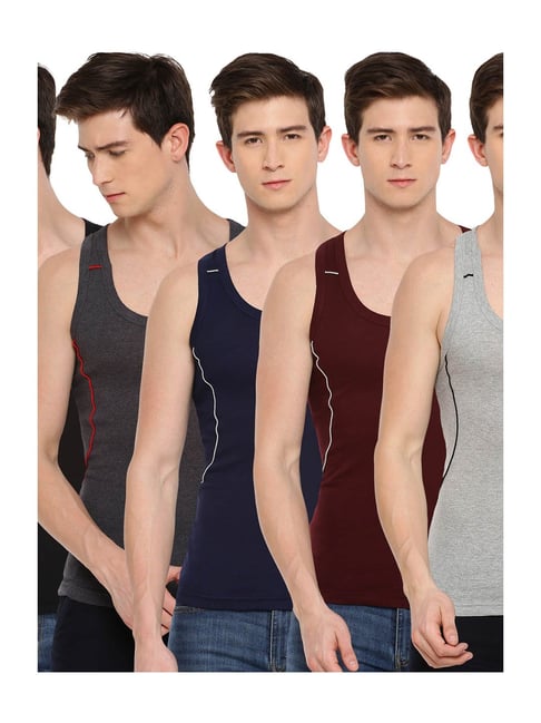 Dollar Bigboss Multicolor Cotton Vests (Pack of 5)-picture-39