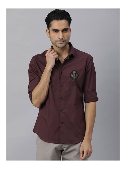 Buy Rare Rabbit Maroon Slim Fit Shirt 