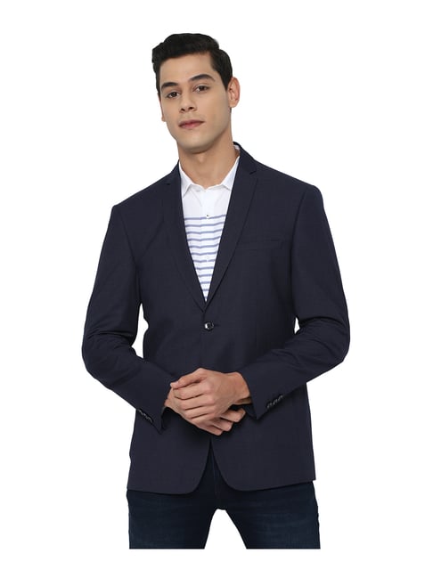 Allen Solly Navy Full Sleeves Notched Lapel Blazer