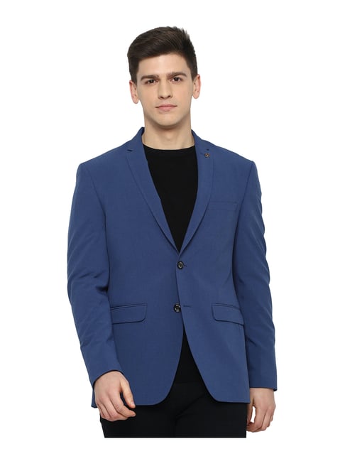 Allen Solly Blue Full Sleeves Notched Lapel Blazer