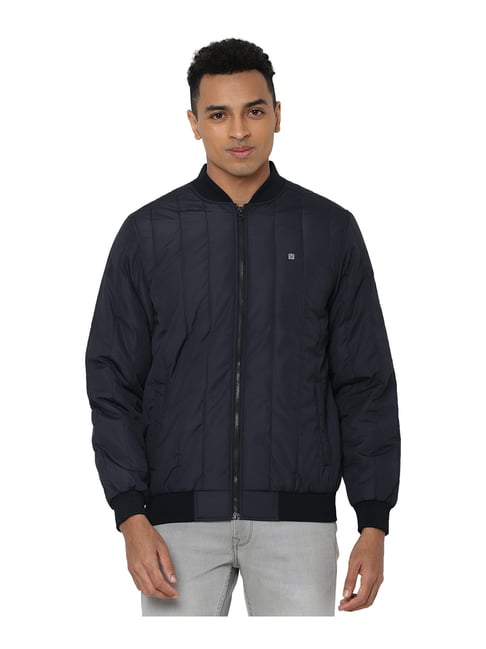 Allen Solly Navy Full Sleeves Mandarin Collar Jacket