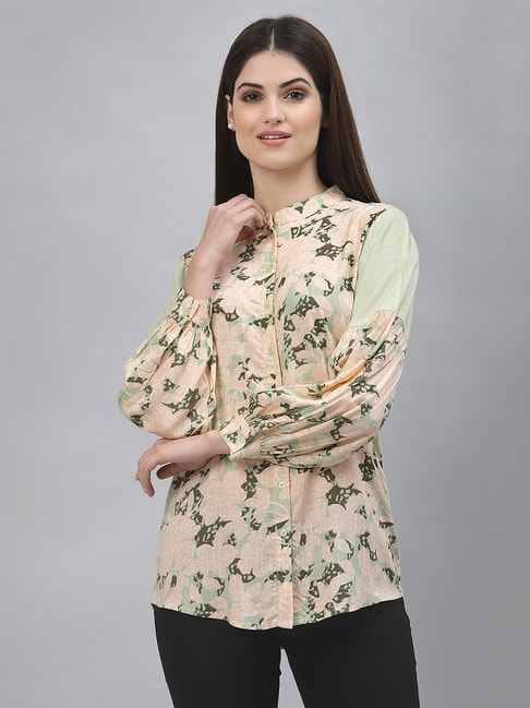 Mode by Red Tape Mint Green Printed Blouse Price in India