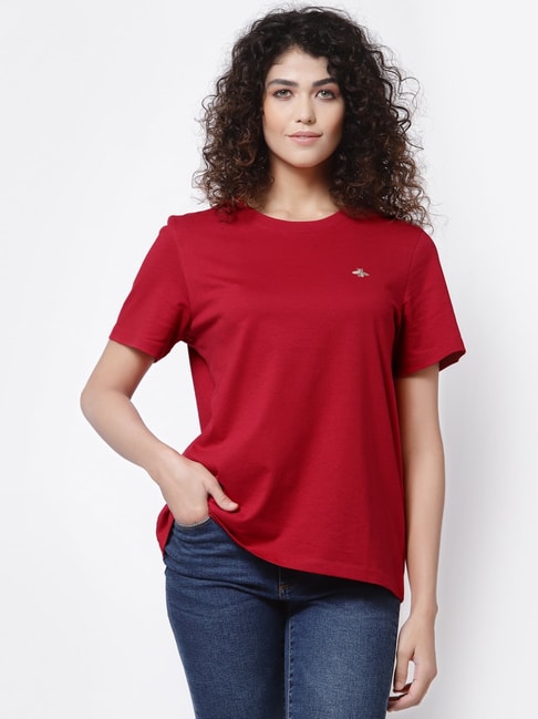 Mode by Red Tape Red Short Sleeve Crew T-Shirt Price in India