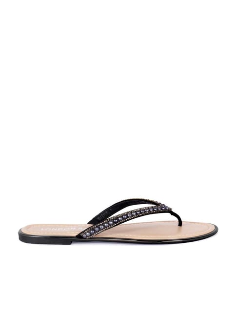 London Rag Women's Black Thong Sandals Price in India