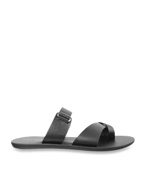 Metro Men's Black Cross Strap Sandals-picture-18