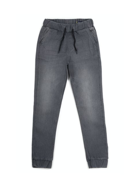 Allen Solly Junior Grey Solid Jogger Jeans