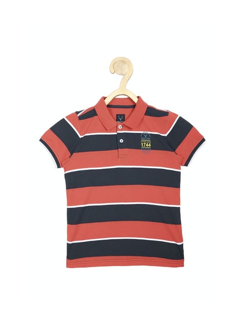 Allen Solly Junior Red Striped Polo T-Shirt