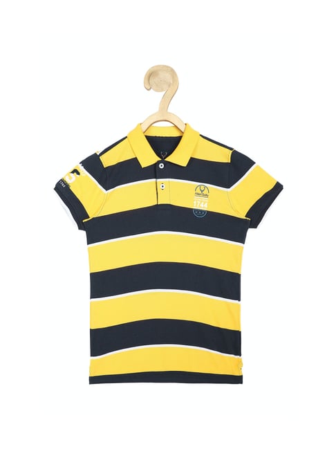 Allen Solly Junior Yellow Striped Polo T-Shirt