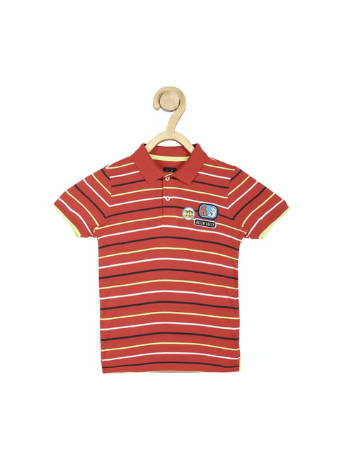 Allen Solly Junior Red Striped Polo T-Shirt