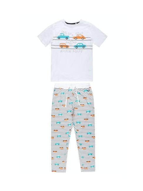 Allen Solly Junior White Printed T-Shirt with Pants