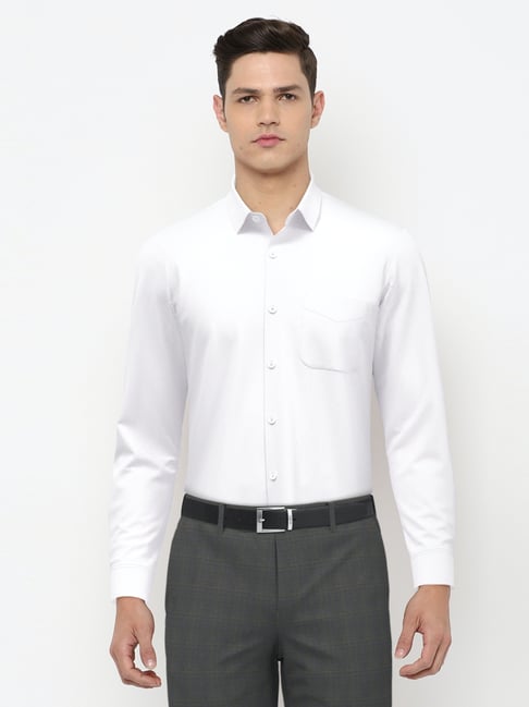 Peter England White Regular Fit Shirt