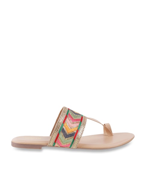 Mochi Women's Beige Toe Ring Sandals Price in India