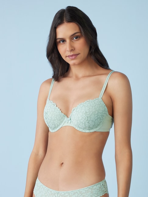 Wunderlove by Westside Light Green Lace Underwired Bra Price in India