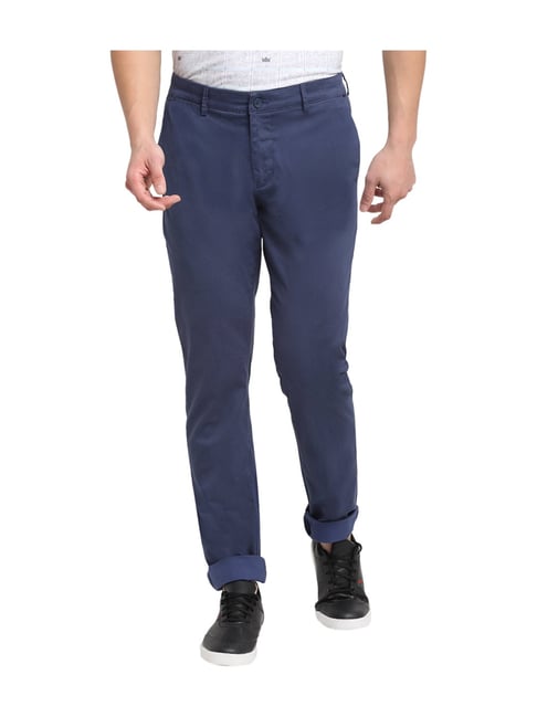 Buy Cantabil Blue Mid Rise Trousers for Men Online  Tata CLiQ